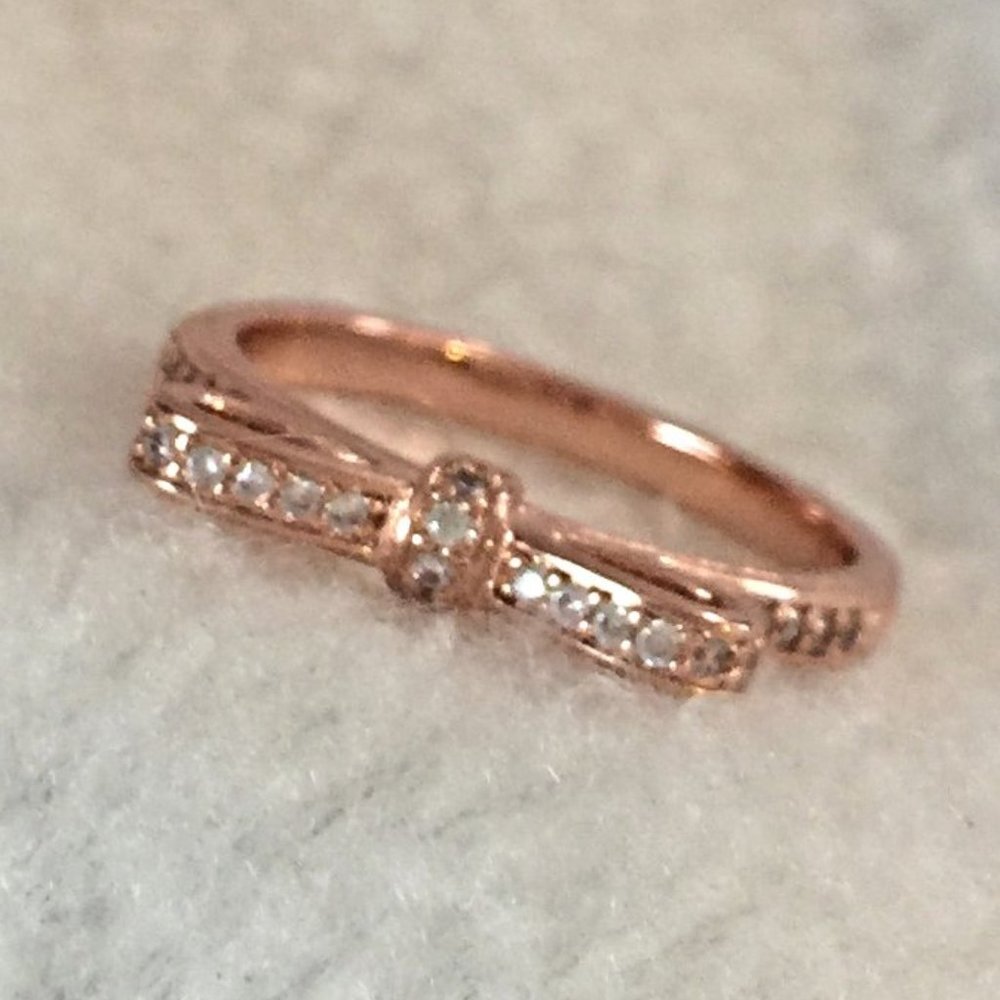 NWOT Pandora Rose Gold Dainty Bow Ring Sizes 50mm and 52mm